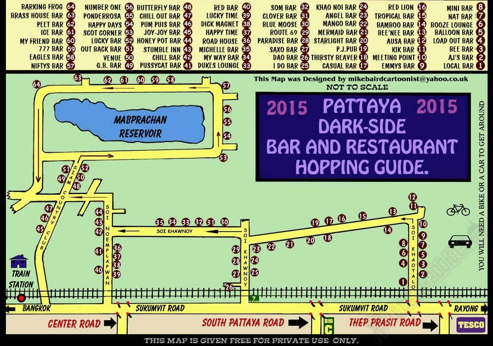 Pattaya bar hopping map